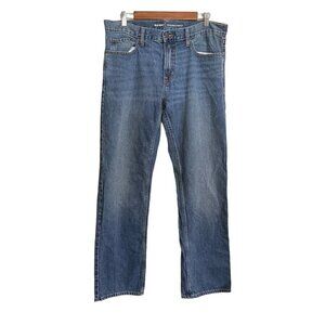 Old Navy Mens Blue Dark Wash Whiskered Straight Leg Jeans Size 34 32
